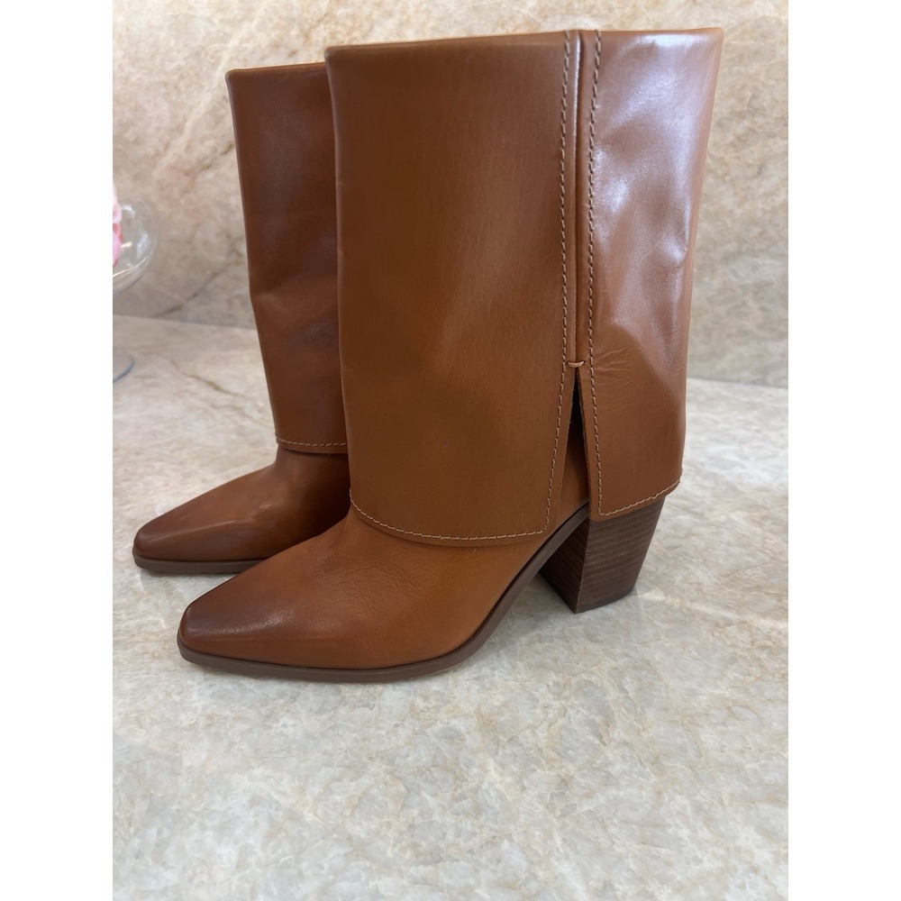 Vince Camuto Women's Alolison Mid-Calf Boot Caramel Brown Leather 7.5 - Picture 2 of 9